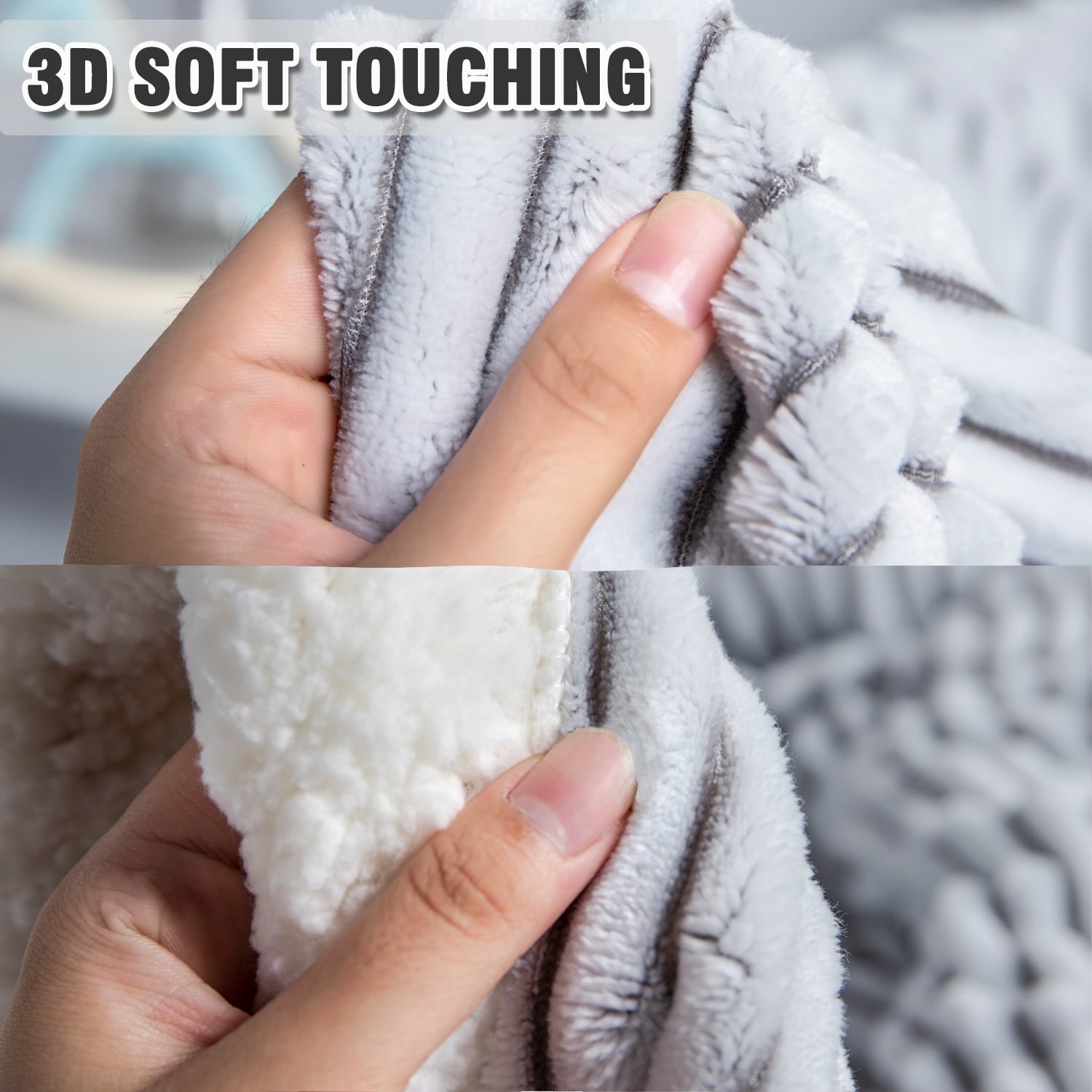 DISSA Sherpa Fleece Blanket Soft Grey and White Throw Blanket Cozy Plush Blankets for Couch Sofa Bed,51