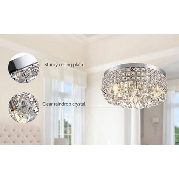 Jackson 4-Light 15 in. Chrome Flush Mount With Crystal