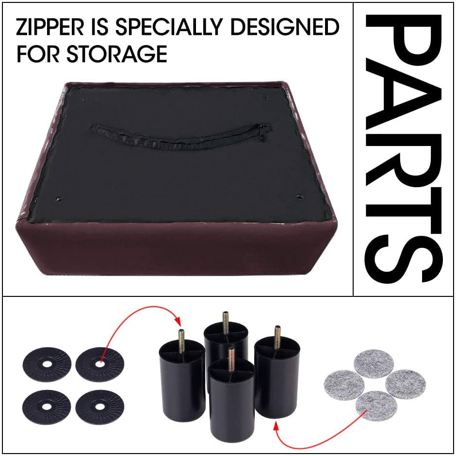 Modern Small Faux PU Leather Footstool Ottoman Footrest Stool Seat Chair Foot Stool,Brown-A