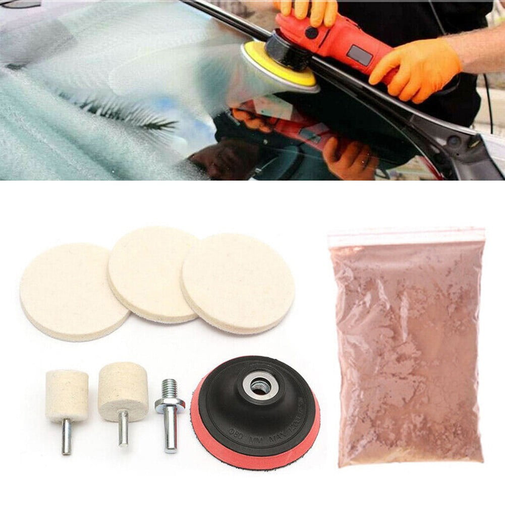 New 8X Cerium Oxide Glass Polishing Kit Windscreen Scratch Remover Felt Pad