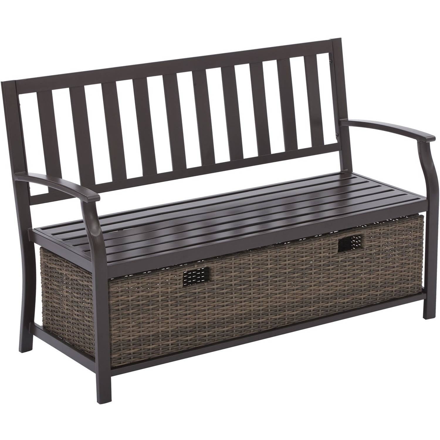 Better Homes & Gardens Camrose Outdoor Storage Wicker Bench - Brown