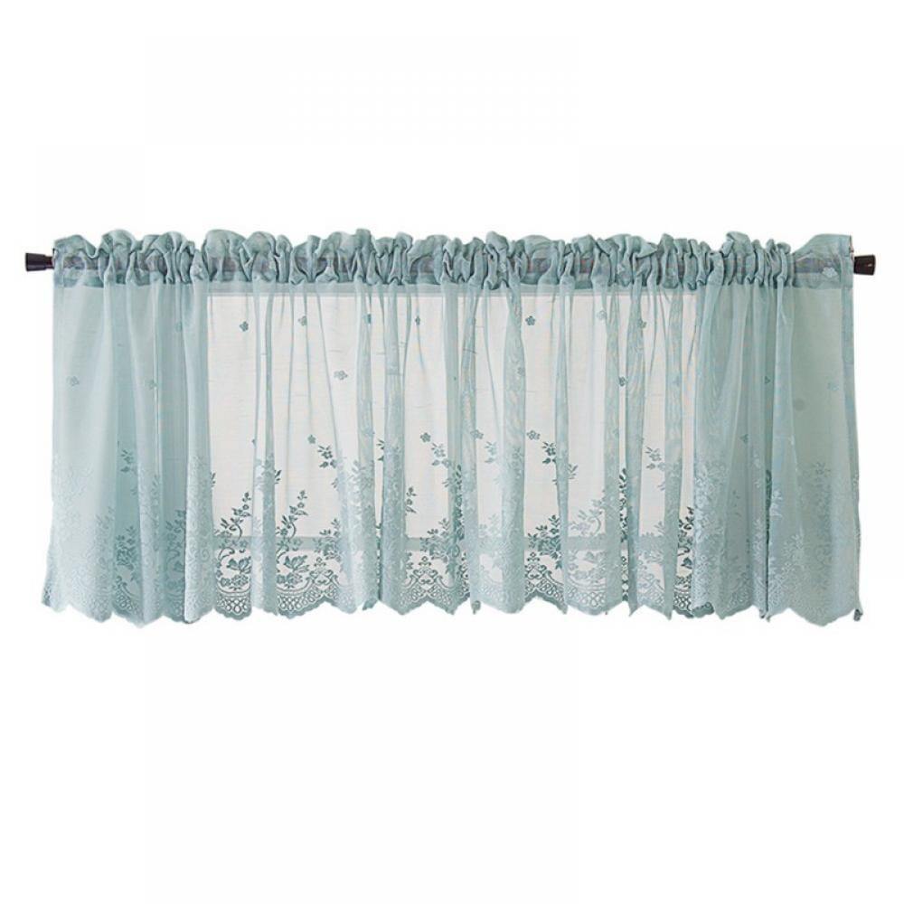 Floral Lace Cafe Curtain Embroidery Semi Sheer Lace Window Valance Kitchen Curtains Elegant Beautiful Dining Room Window Decor
