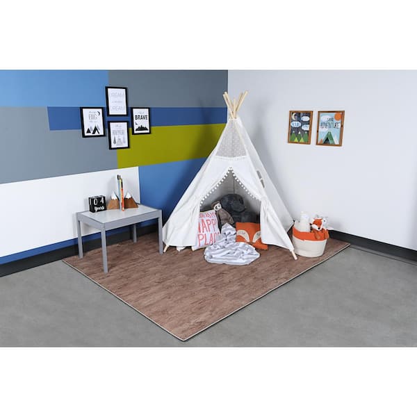 Reversible Rustic Brown/Black Faux Wood 24 in. x 24 in. x 0.47 in. Foam Mats (4-Pack)