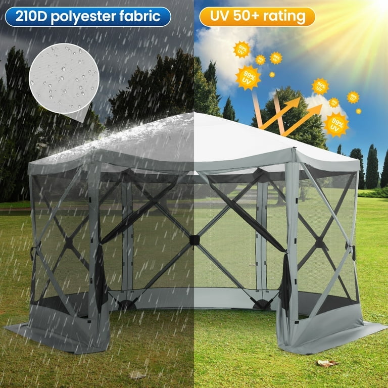 SANOPY 12 x 12ft Pop up Canopy Tent, Outdoor Canopy Gazebo Screen Tent with 6 Sides Mosquito Netting,UPF 50+ Waterproof Instant Shelter Easy Set-up Party Tent with Carry bag, Ground Spike