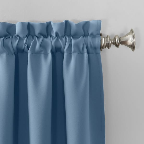 Gregory Vintage Blue Polyester 54 in. W x 95 in. L Rod Pocket Room Darkening Curtain (Single Panel)
