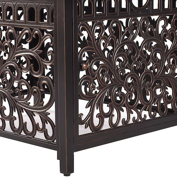 48 in. Rectangular Propane Fire Table with Fire Beads, Lid and Covers in Copper