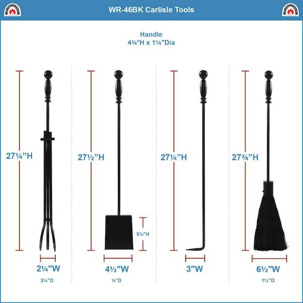 Carlisle 30.5 in. Tall 5-Piece Black Fireplace Tool Set