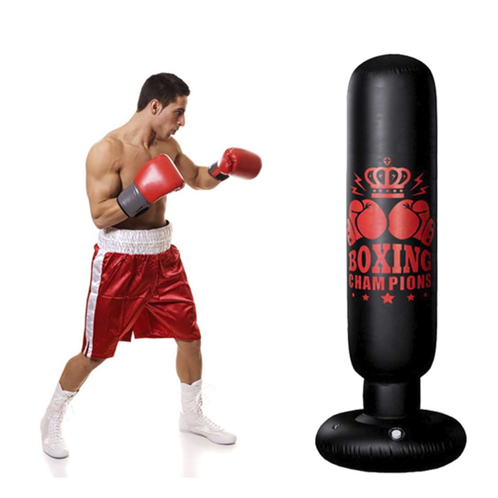 Nyidpsz Punching Bag Inflatable Boxing Bag Adults Free Standing Pvc Punching Bag for Exercise, Black
