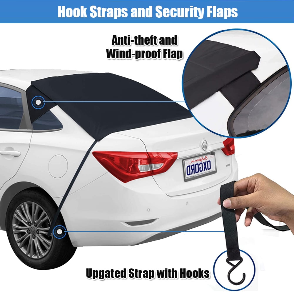 Rear Snow Cover & Car Windshield with Magnetic Edge Shade, iClover All Weather Back Window Frost Cover Protection from Snow, Ice & Sun Fits Most Cars, Suvs & Vans Winter Accessories - Rear Cover