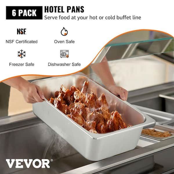 21.7 qt. Stainless Steel Hotel Pans Full Size 20.9 x 12.8 x 5.9 in. Chafing Dish Buffet Set Roasting Pan (6-Pack)