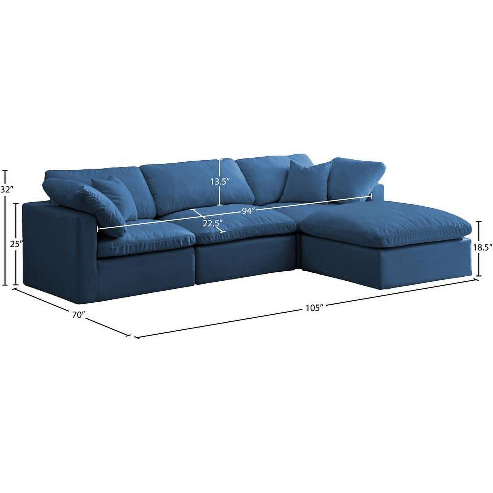 Meridian Furniture Plush Standard Navy Velvet Modular Sectional