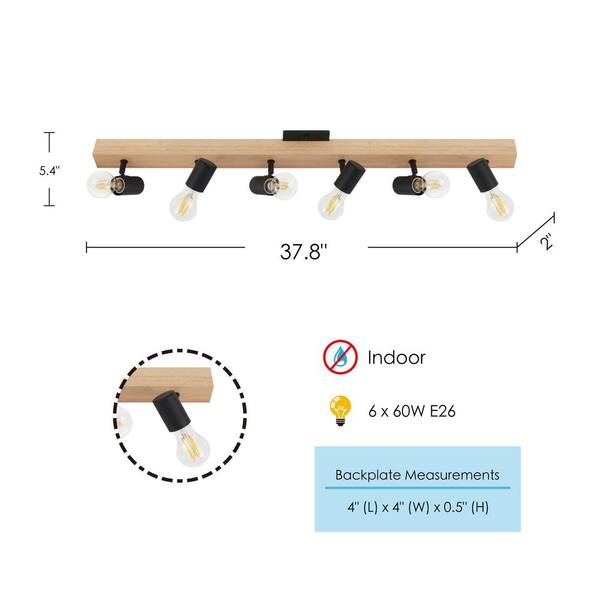 Kingswood 37.80 in. Wood/Black Incandescent Track Lighting Kit