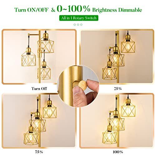 Decorative Gold Floor Lamp Farmhouse Floor Lamps For Living Room With Smooth Dim