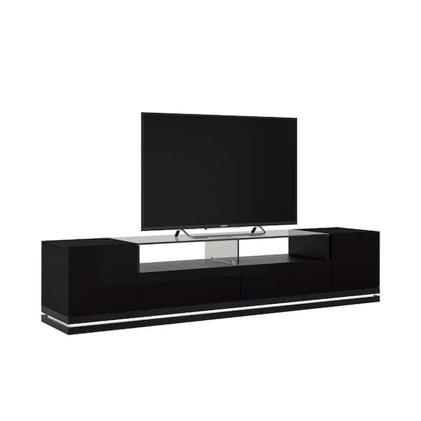 Vanderbilt 85 in. Black Composite Entertainment Center with 2 Drawer Fits TVs Up to 75 in. with Wall Panel