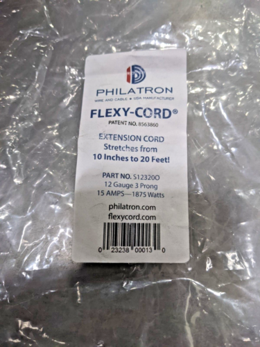 Flexy-Cord Heavy Duty Coiled Extension Cord 12G 15A 20FT S12320O