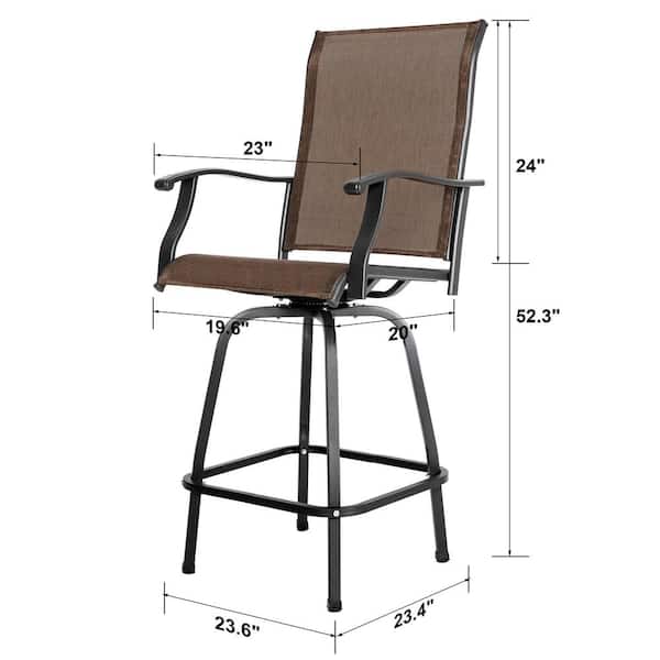 Swivel 4-Piece Metal Outdoor Bar Stool Chair High Bar Stools in Brown