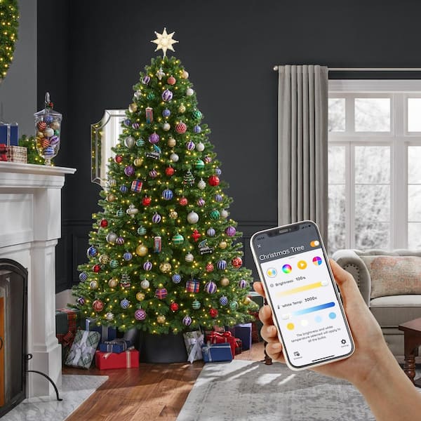 7.5 ft. Pre-Lit LED Waldorf Fir Artificial Christmas Tree Powered by Hubspace