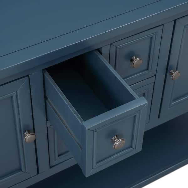 46 in. Antique Navy TRExM Cambridge Series Buffet Sideboard Console Table with Bottom Shelf