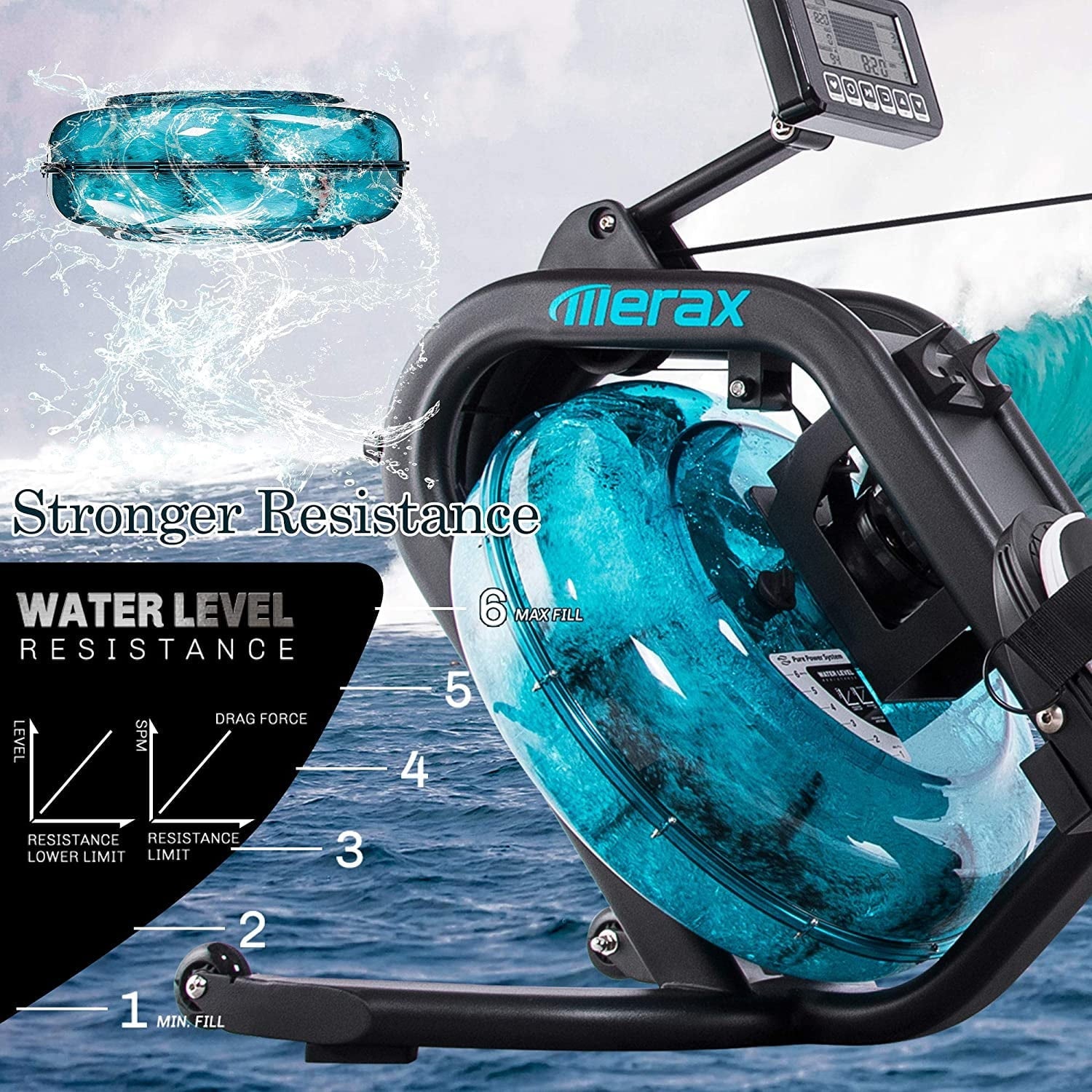 Folding Magnetic Rowing Machine with Performance Monitor, Indoor Rower Machine with 46 Inch Slide Rail, 330 LB Max Weight for Home Use