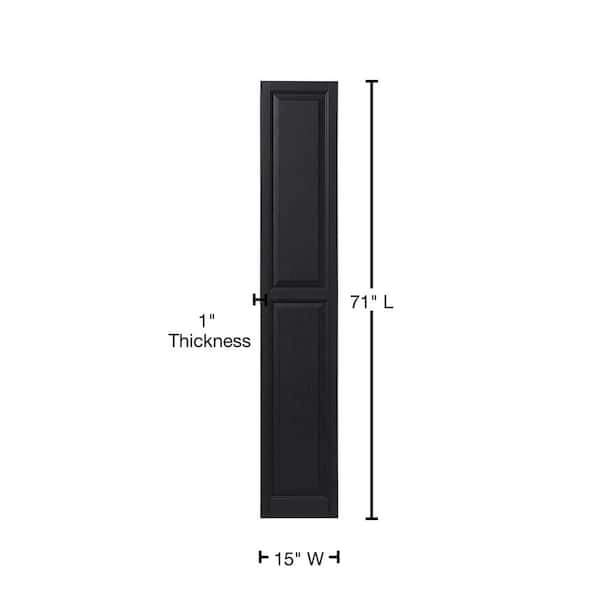 15 in. x 71 in. Raised Panel Polypropylene Shutters Pair in Black