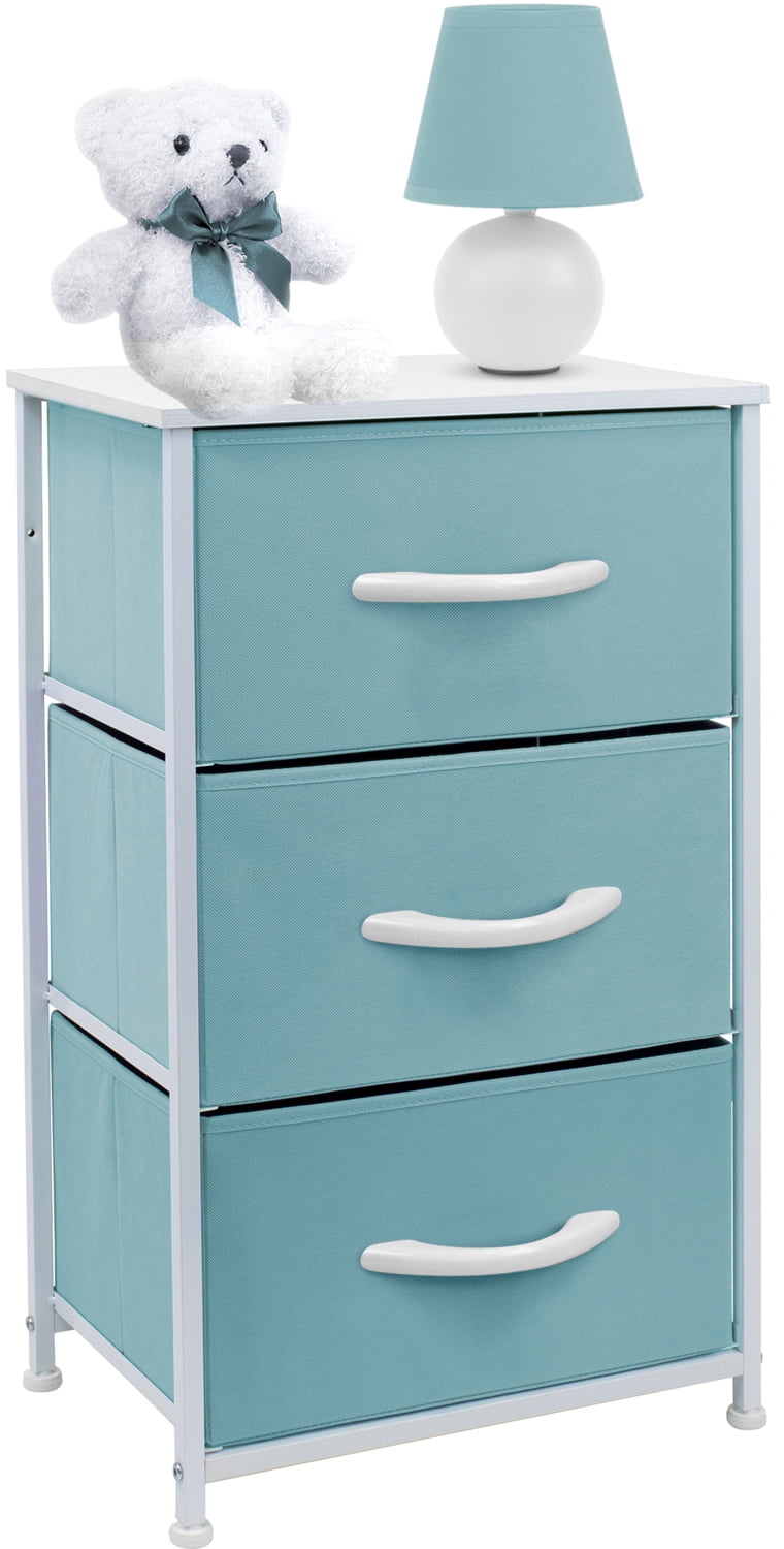 3 Drawer Nightstand Chest End-Table Dresser - Aqua