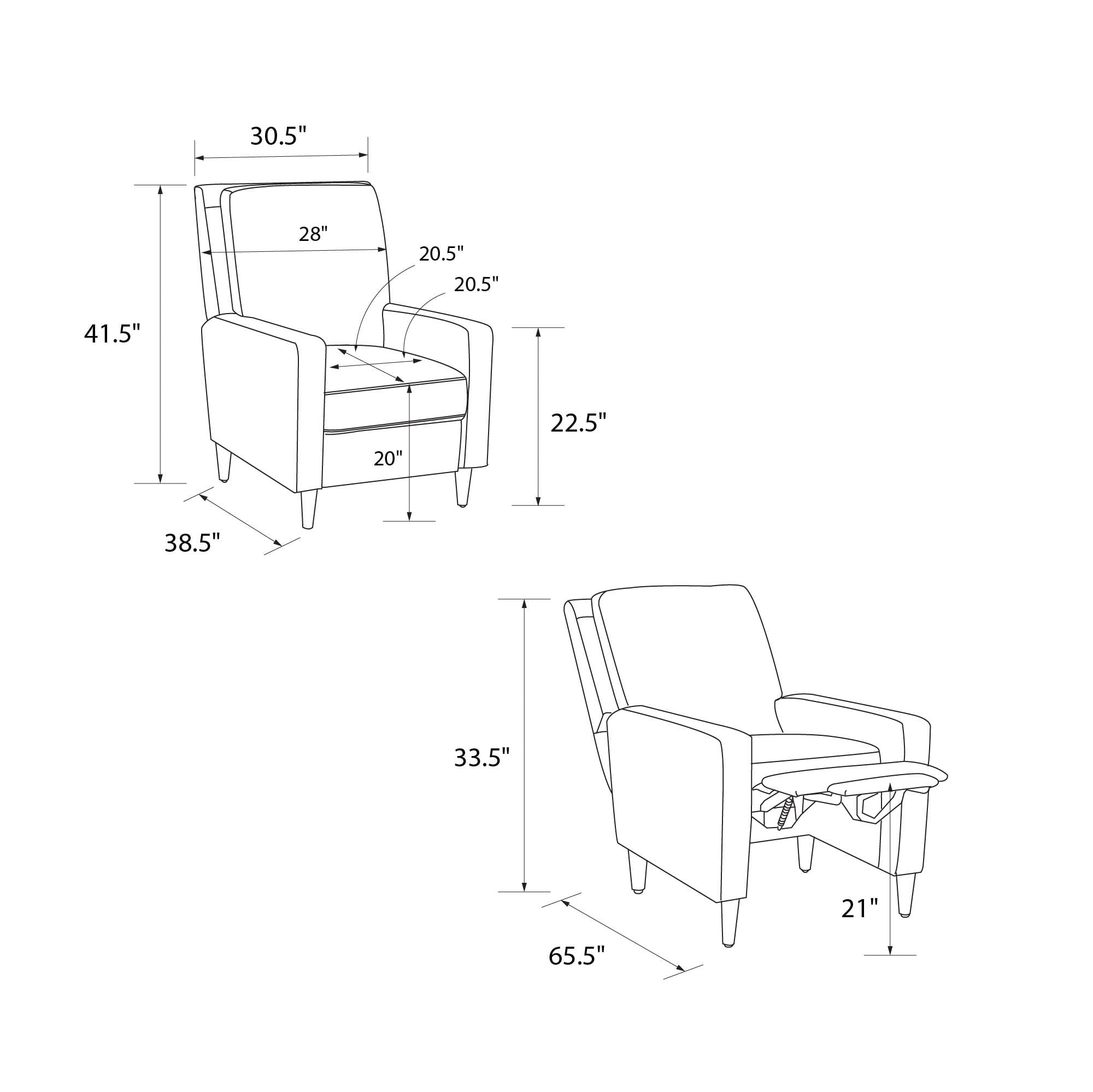 Novogratz Lana Pushback Recliner, Camel Faux Leather