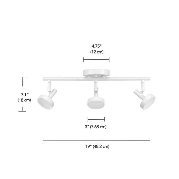 1.5 ft. 3-Light Matte White Integrated LED Fixed Track Lighting Kit with Frosted Diffusers