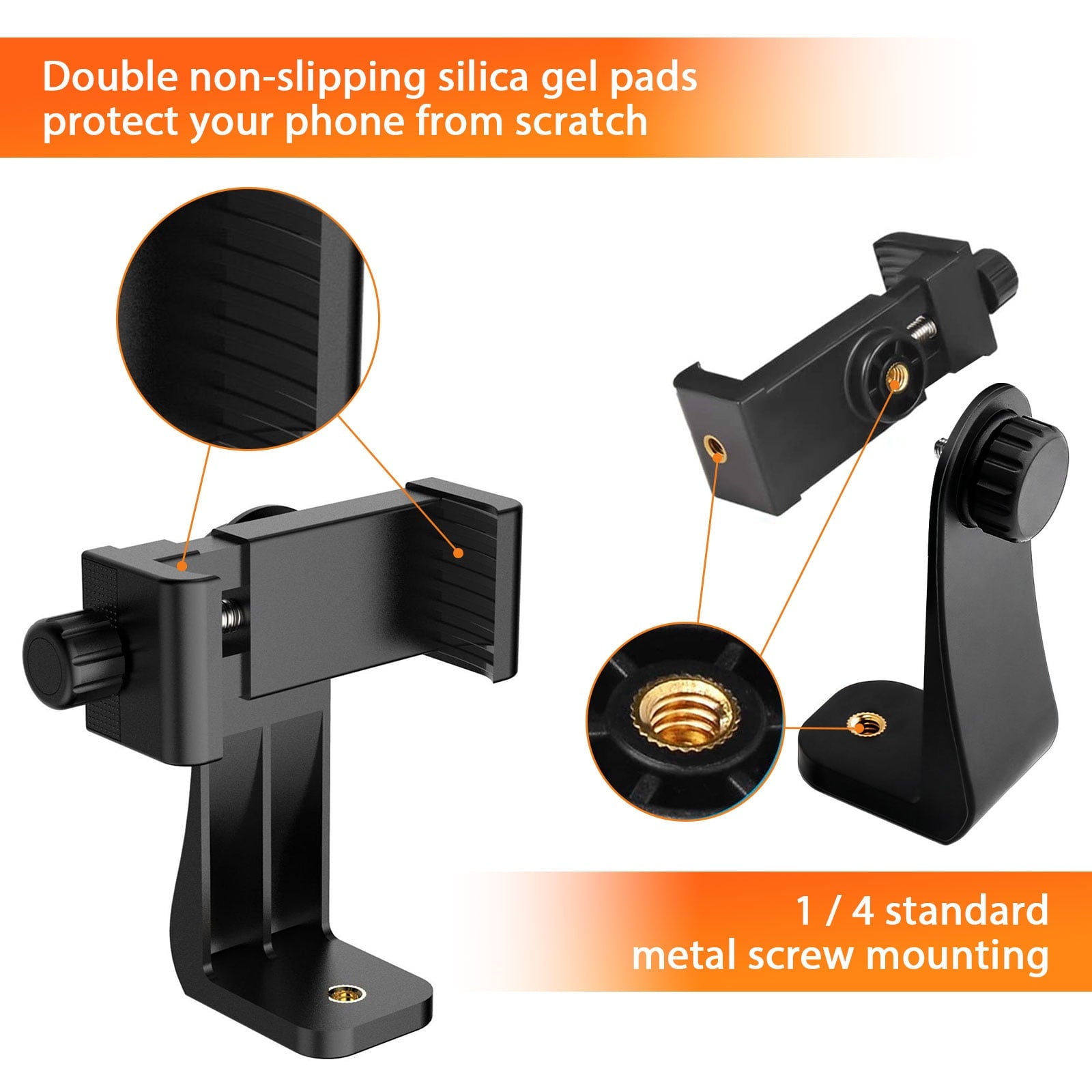 EEEkit Universal Cell Phone Tripod Vertical Bracket Holder Mount Fit for iPhone 14 13 12 11 XS XR Max X, Samsung Galaxy S21 S20 S10 S10+ S10E S9+ Note 9 8, LG V40 V35 G7 G6 G5