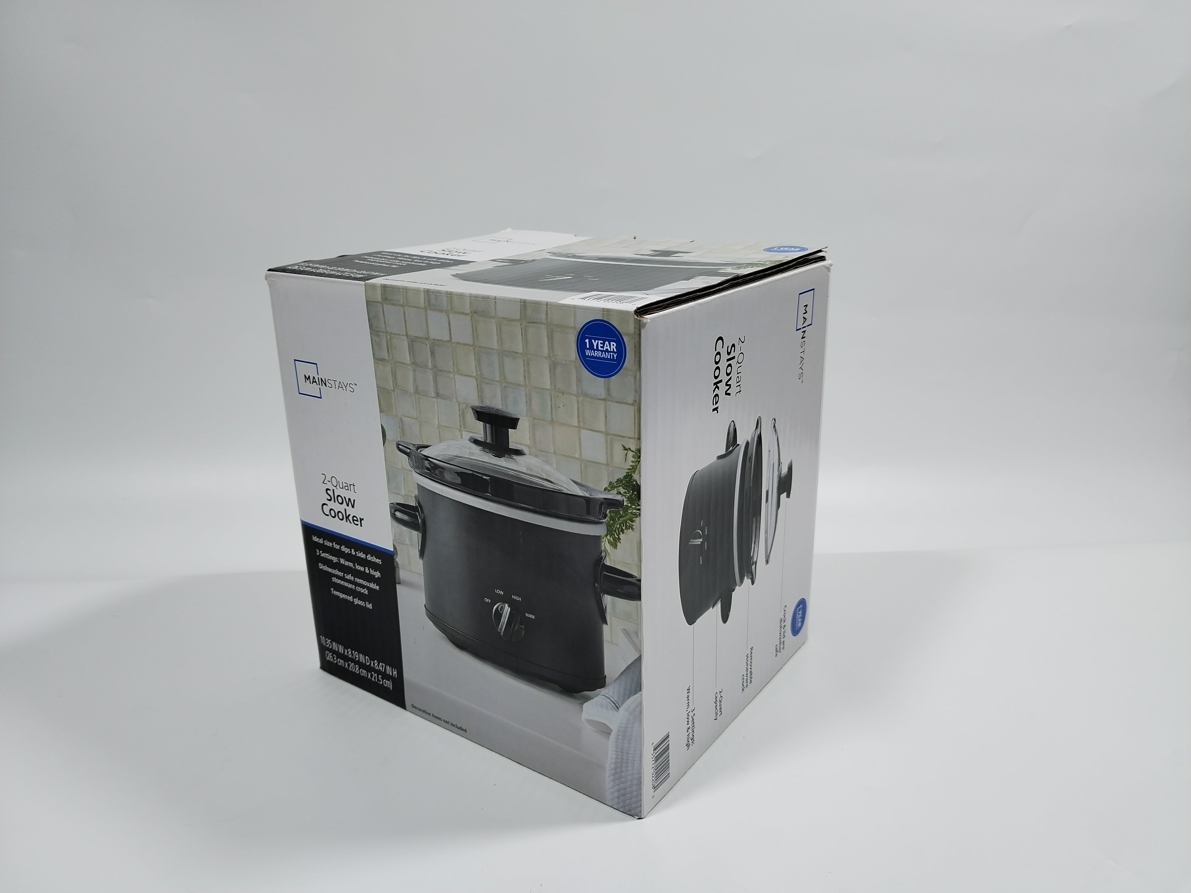 Mainstays 2 QT Slow Cooker, Matte Black Finish, Removeable Stoneware Pot, MODEL MS54100112165B