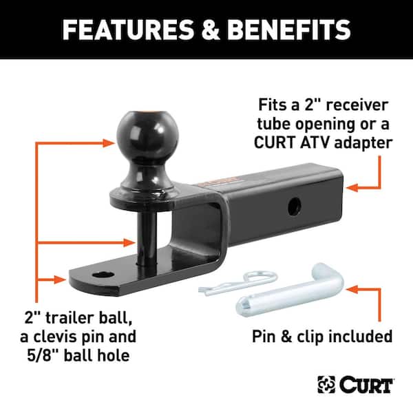 3-in-1 ATV Trailer Hitch Ball Mount with 2 in. Ball (2 in. Shank)