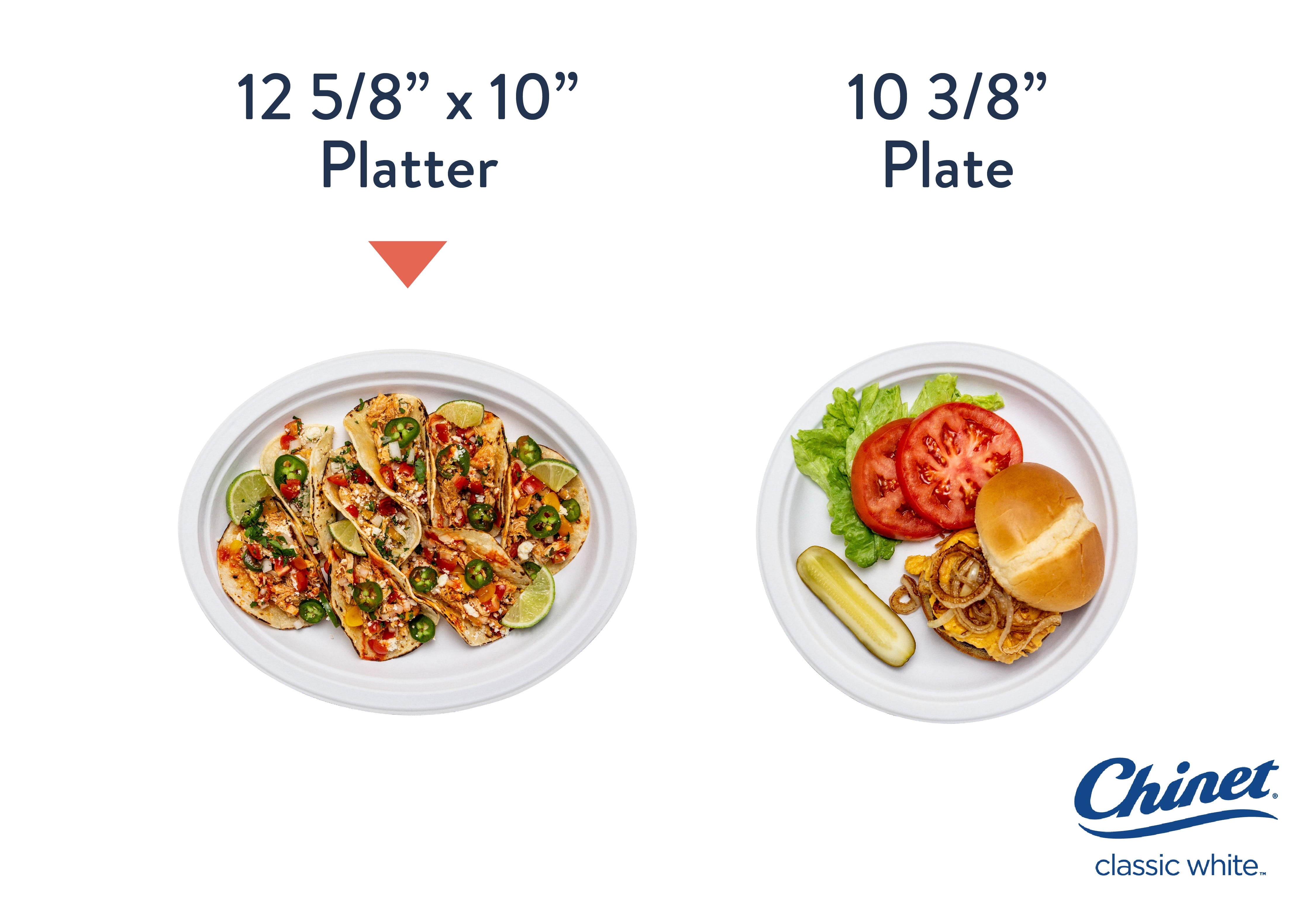 Chinet Classic® Premium Disposable Paper Platters, White, 12 ⅝ x 10