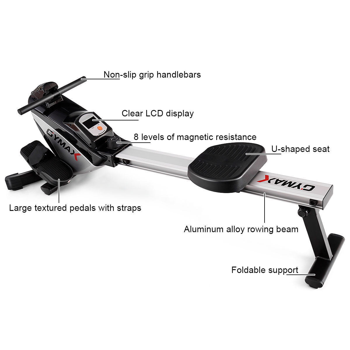 Gymax Folding Magnetic Rowing Machine Rower Exercise Cardio Adjustable Resistance