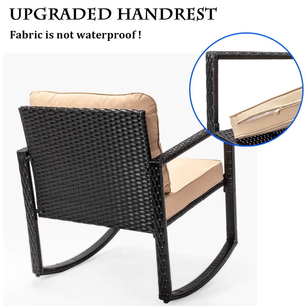 FDW 3 Pieces Wicker Outdoor Set with a High-Quality Tempered Glass Coffee Table, Black, steel, 2