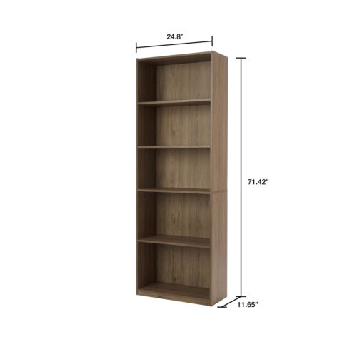 Mainstays 5 Shelf Adjustable Shelf Bookcase, Oak