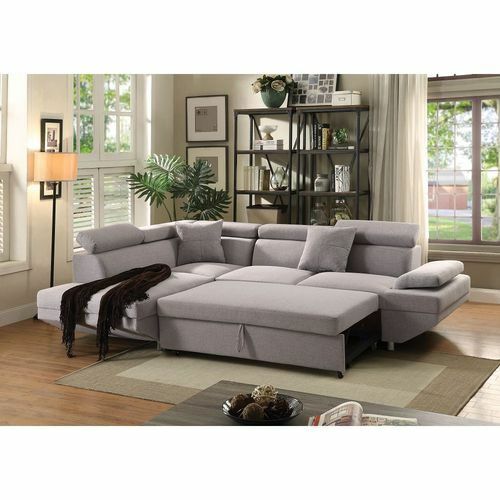 Jemima Sectional Sofa w/Sleeper in Gray Fabric VNF