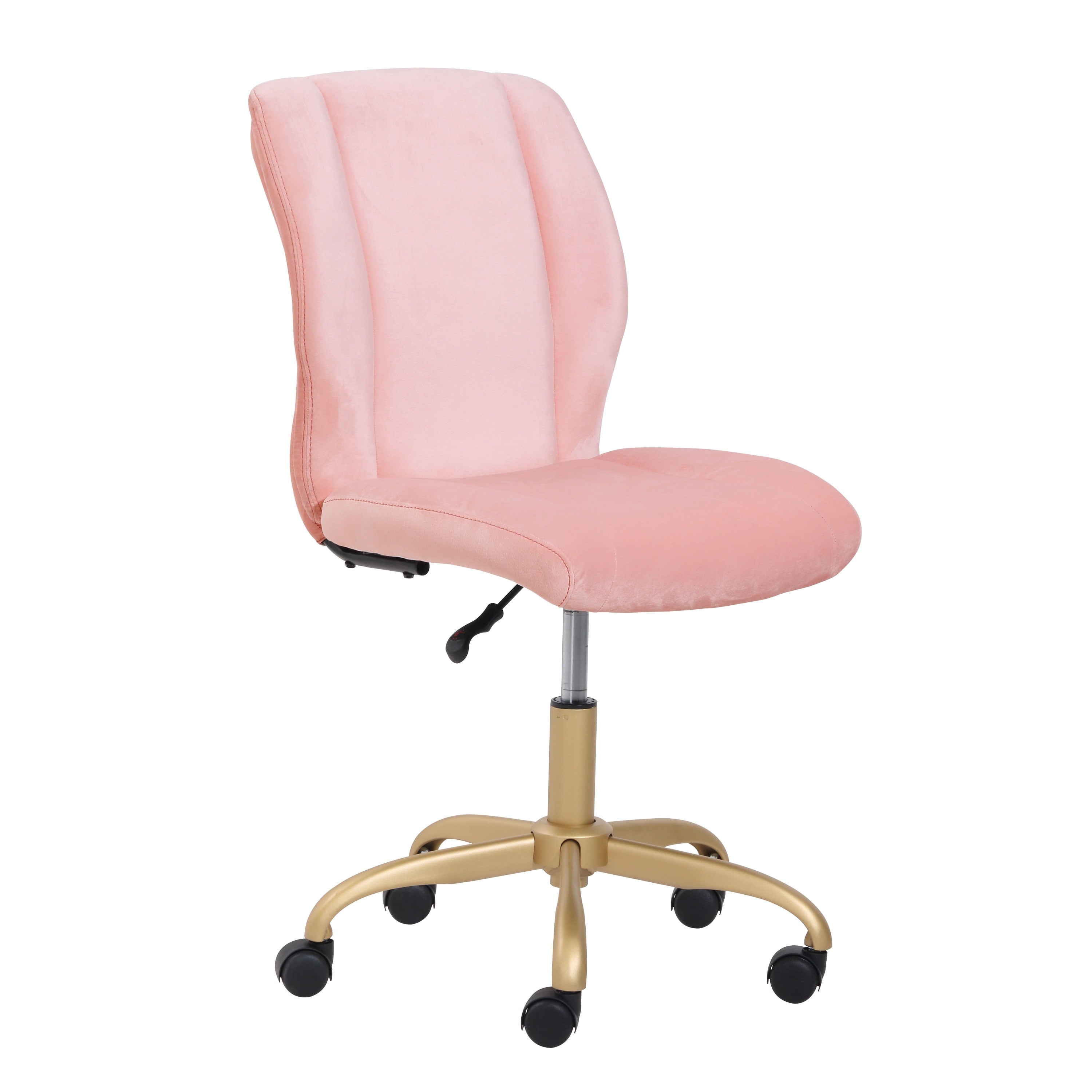 Mainstays Plush Velvet Office Chair, Pearl Blush