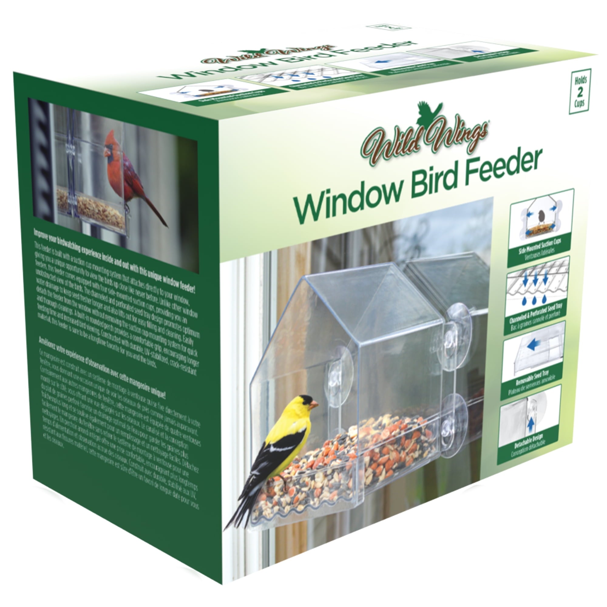 Wild Wings Clear View Plastic Window Bird Feeder 2 Cup Capacity 6.5