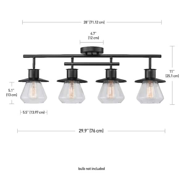 Nate 2 ft. 4-Light Dark Bronze Track Lighting Kit with Clear Glass Shades