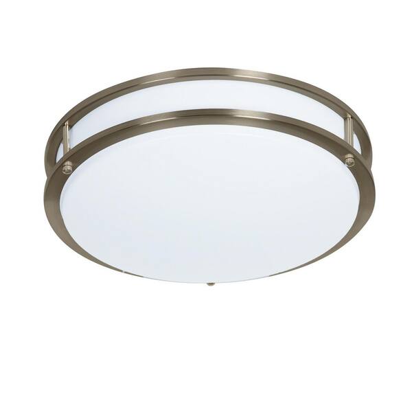 14 in. 1-Light Brushed Nickel Selectable Dimmable LED Flush Mount