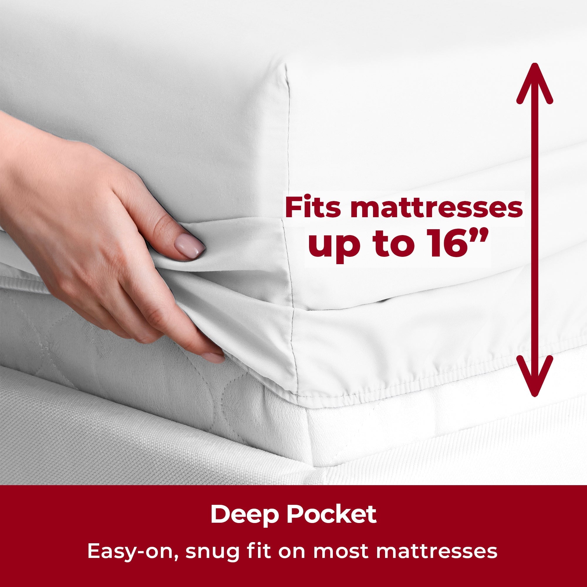 Mellanni Iconic Collection Bed Sheet Set, Hotel Luxury Brushed Microfiber Bedding, Deep Pocket Sheet, 4 Piece, Queen, White