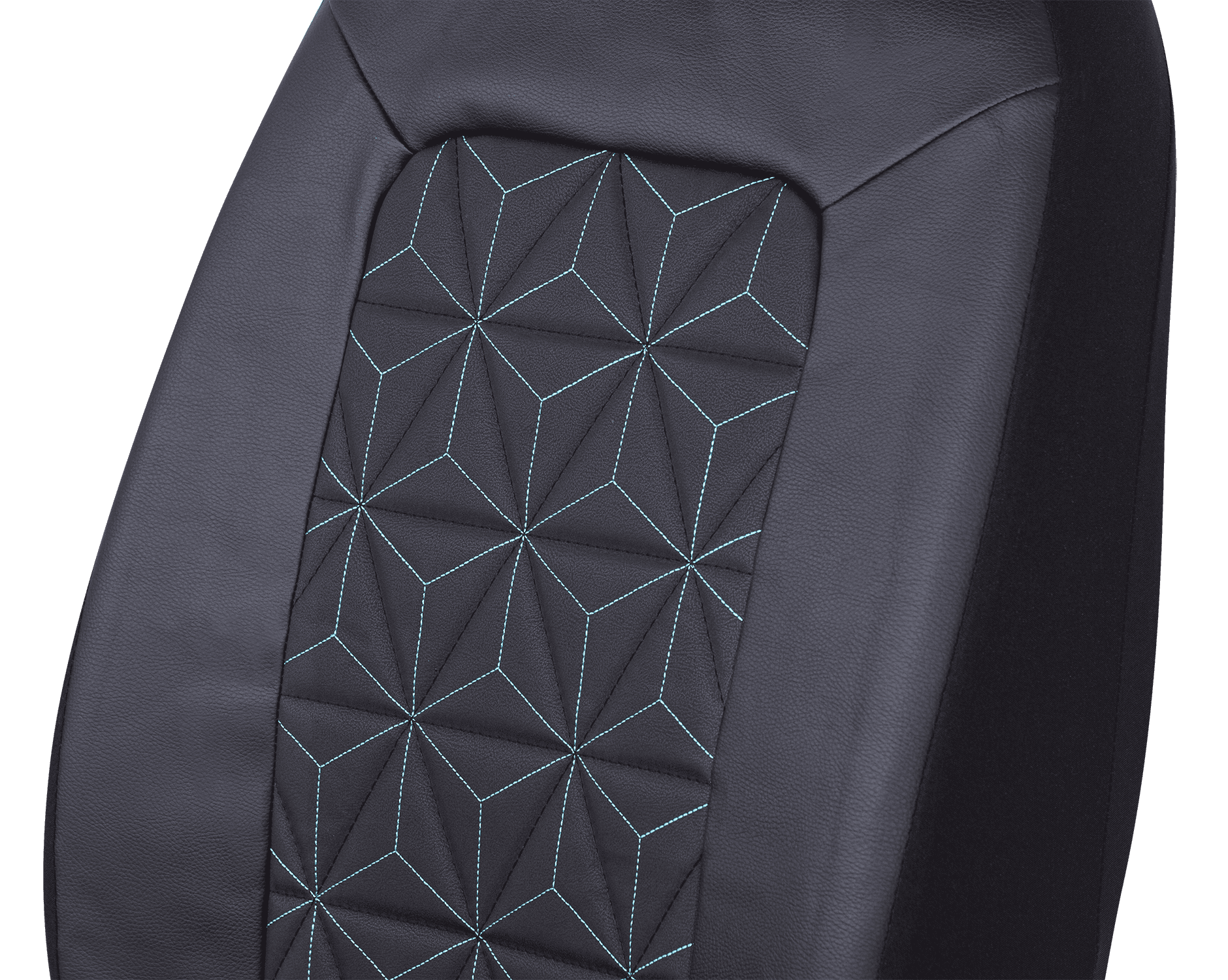 Auto Drive 2PC PVC Quilted Geometric Low Back Seat Covers Leather Teal - Universal Fit, 1902SC54