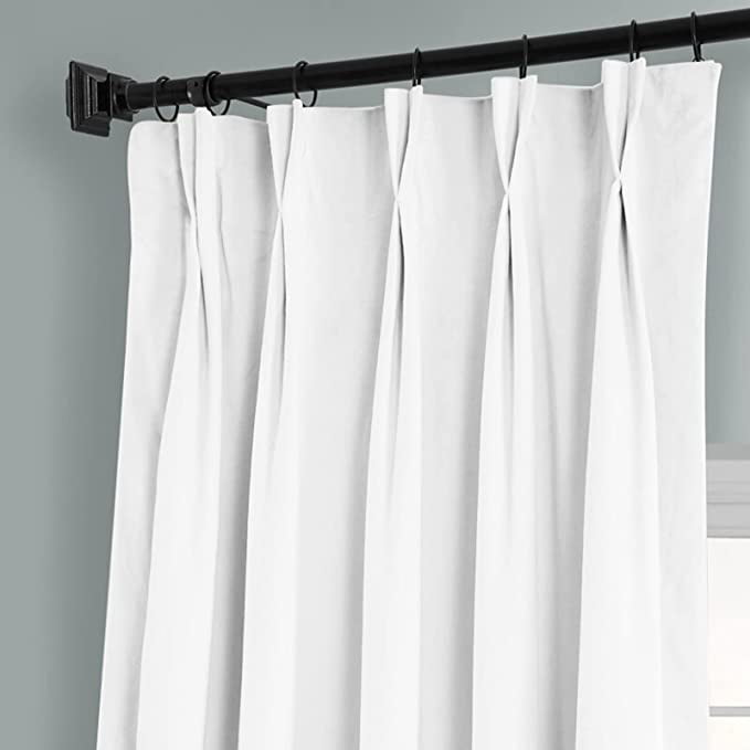 Amay Blackout Double Pinch Pleat Curtain Panel Draperies White 60