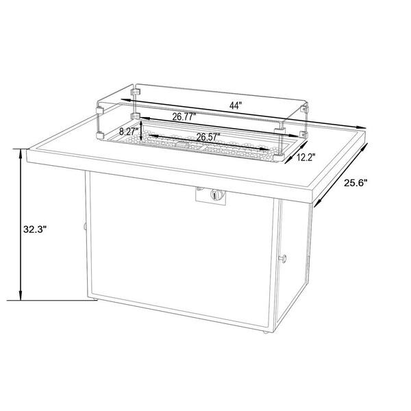 Mace 44 in. White Modern Wicker 55,000 BTU Propane Patio Fire Pit Table with Lid and Fire Glass