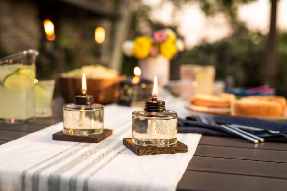 TIKI Brand 4-Inch Mixed Material Votive Table Torch Brown, Clear 3-pack