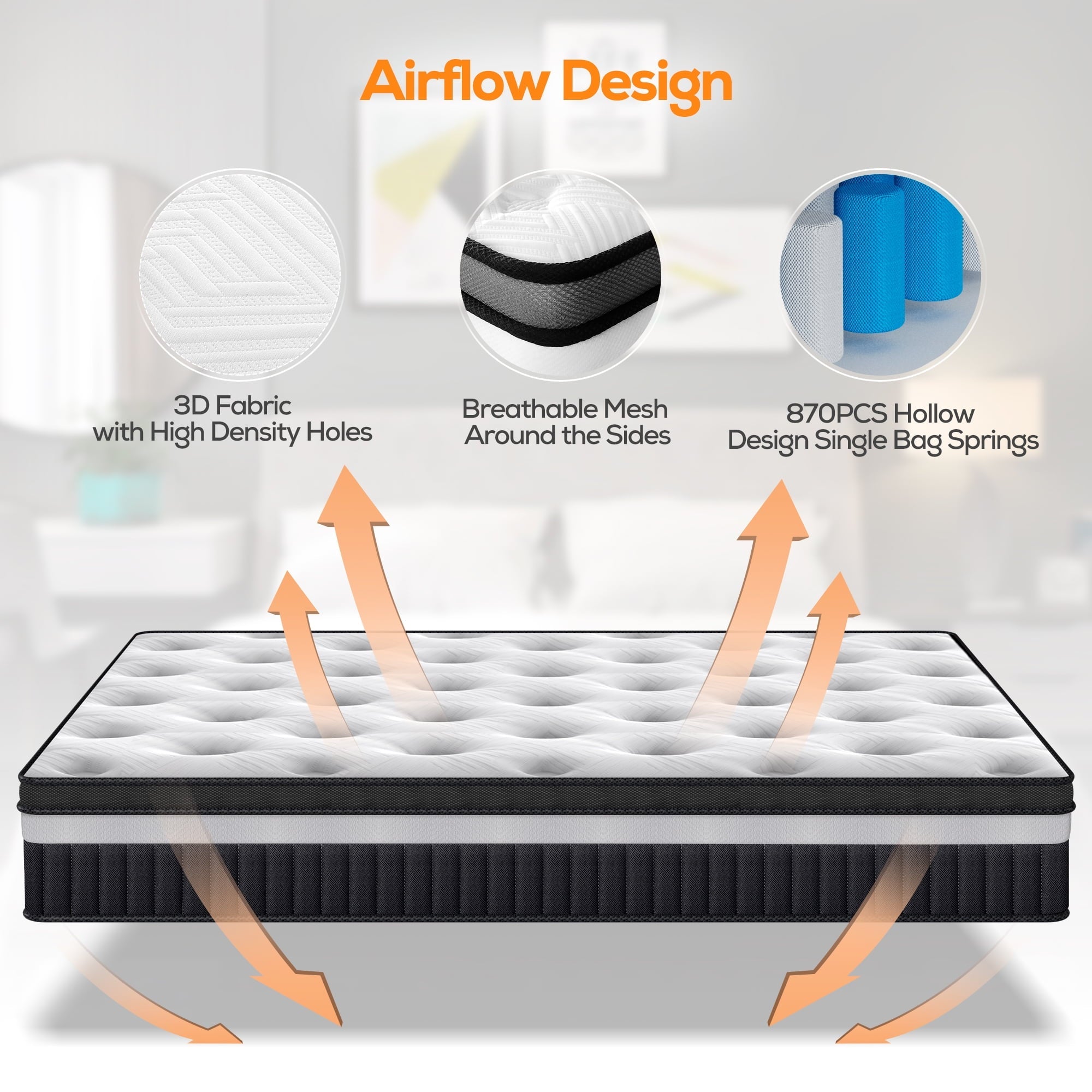 13 inch Memory Foam Innerspring Hybrid Mattress in a Box, Breathable Bed Mattress with CertiPUR-US Certified Foam for Sleep Supportive & Pressure Relief, King