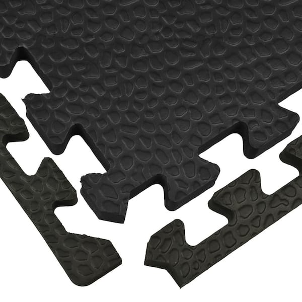 Pebble Top Lite Black 24 in. x 24 in. x 0.39 in. Foam Home Gym Interlocking Floor Tile (Case of 25)