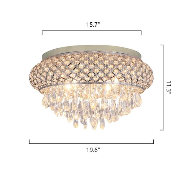 Jackson 5-Light 19.7 in. Chrome Flush Mount With Crystal Shade
