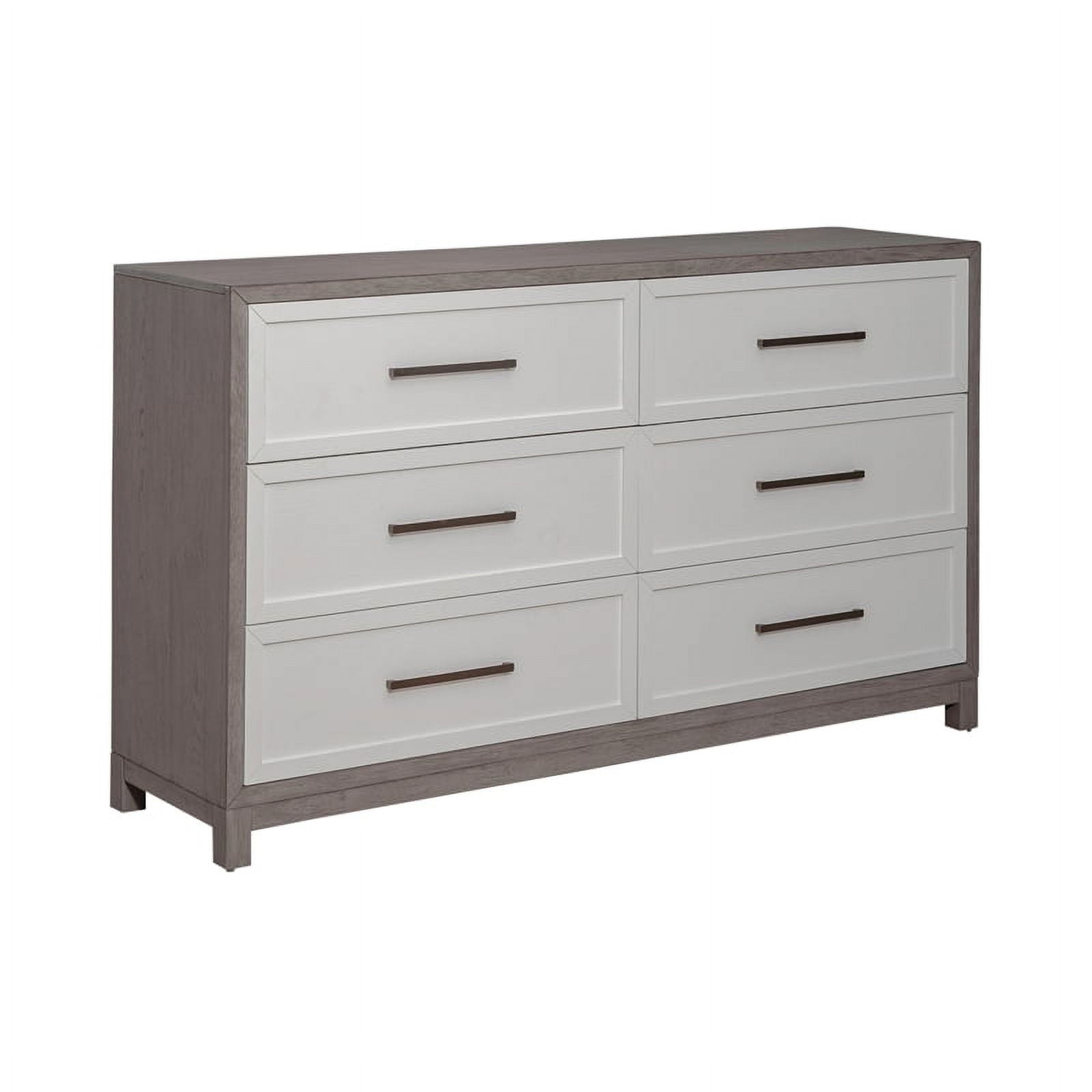 Palmetto Heights 6 Drawer Dresser in Shell White and Driftwood Finish