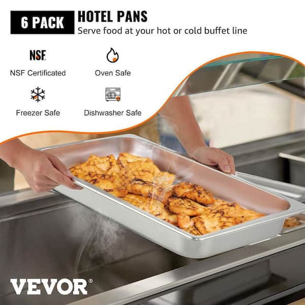 8.9 qt. Roasting Pans Stainless Steel Chafing Dish Buffet Set 20 x 12 x 2 in. Hotel Pans Full Size For Baking (6-Pack)