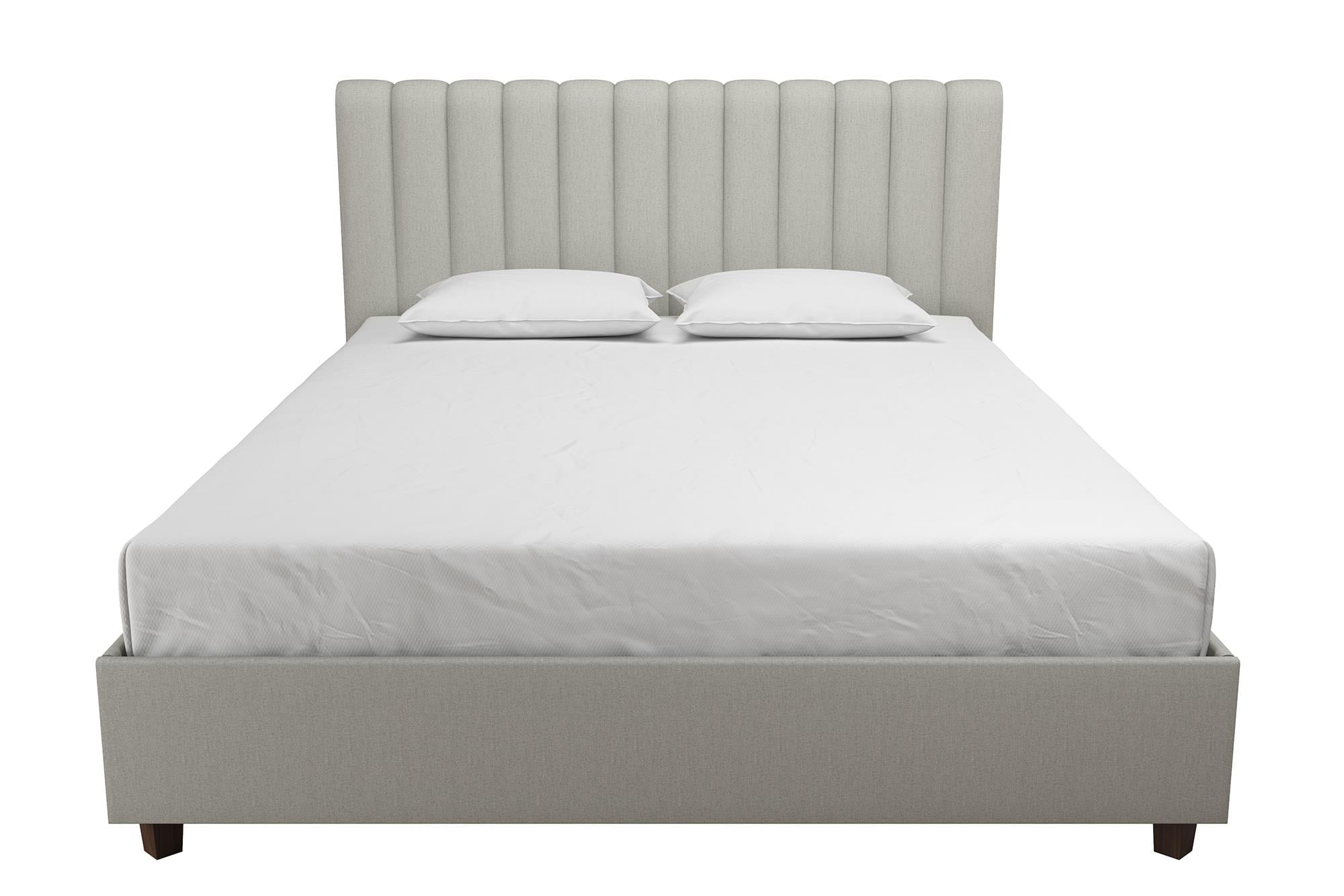 Novogratz Brittany Upholstered Bed, Queen, Gray Linen